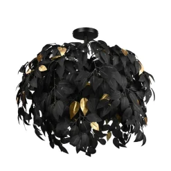 Reality Leuchten Leavy loftslampe, Ø 70 cm, sort/guld, plast