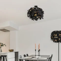 Reality Leuchten Leavy loftslampe, Ø 70 cm, sort/guld, plast