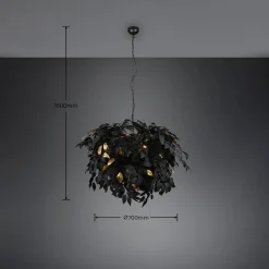 Leavy pendellampe, sort/guld, Ø 70 cm, plast^Reality Leuchten Outlet