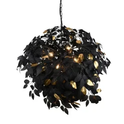 Leavy pendellampe, sort/guld, Ø 70 cm, plast^Reality Leuchten Outlet