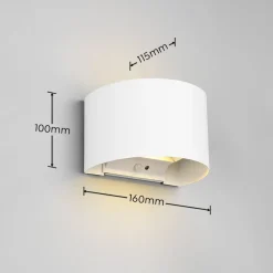 Reality Leuchten LED genopladelig udendørs væglampe Talent, hvid, bredde 16 cm, sensor