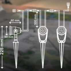 Briloner LED jordspydspids 3919035 12V 3-punkts forlængelse, sort Ø 5 cm