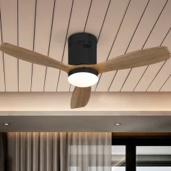 Schuller Valencia Loftventilatorer>LED loftventilator Siroco Mini, DC, støjsvag, sort/valnød