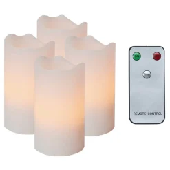 STAR TRADING LED lys Candle med fjernbetjening, 4'er sæt, hvid