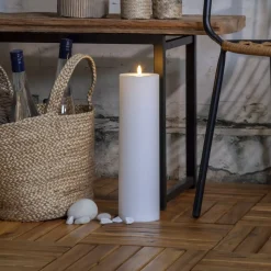 LED lys Flamme Rak 37,5 cm hvid plast batteridrevet^STAR TRADING Online