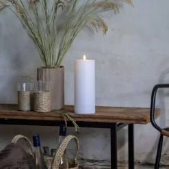 LED lys Flamme Rak 27,5 cm hvid plast batteridrevet^STAR TRADING New