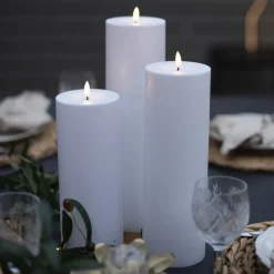 LED lys Flamme Rak 27,5 cm hvid plast batteridrevet^STAR TRADING New