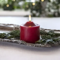 STAR TRADING Julepynt|Vinduesdekoration>LED lysflamme, højde 9,5 cm rød ægte voks batteridrevet