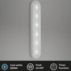 Briloner LED Push Light Row, batteridrift, 6.500 K, 30 cm