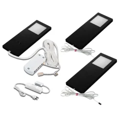 LED Slim-Pad F underskabslampe 3 stk. 4.000 K sort^Hera Outlet