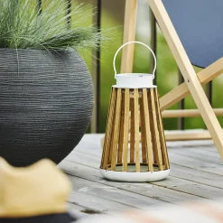 LED solar bordlampe Catania lavet af birketræ^STAR TRADING Best