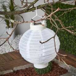 STAR TRADING Dekorationsbelysning|Solcellelamper>LED solcelle-lampion Jerrit 20 cm, hvid