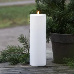 LED stearinlys Flamme Rak 32,5 cm hvid plast batteridrevet^STAR TRADING Best