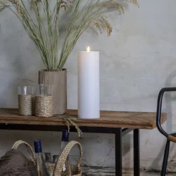 LED stearinlys Flamme Rak 32,5 cm hvid plast batteridrevet^STAR TRADING Best