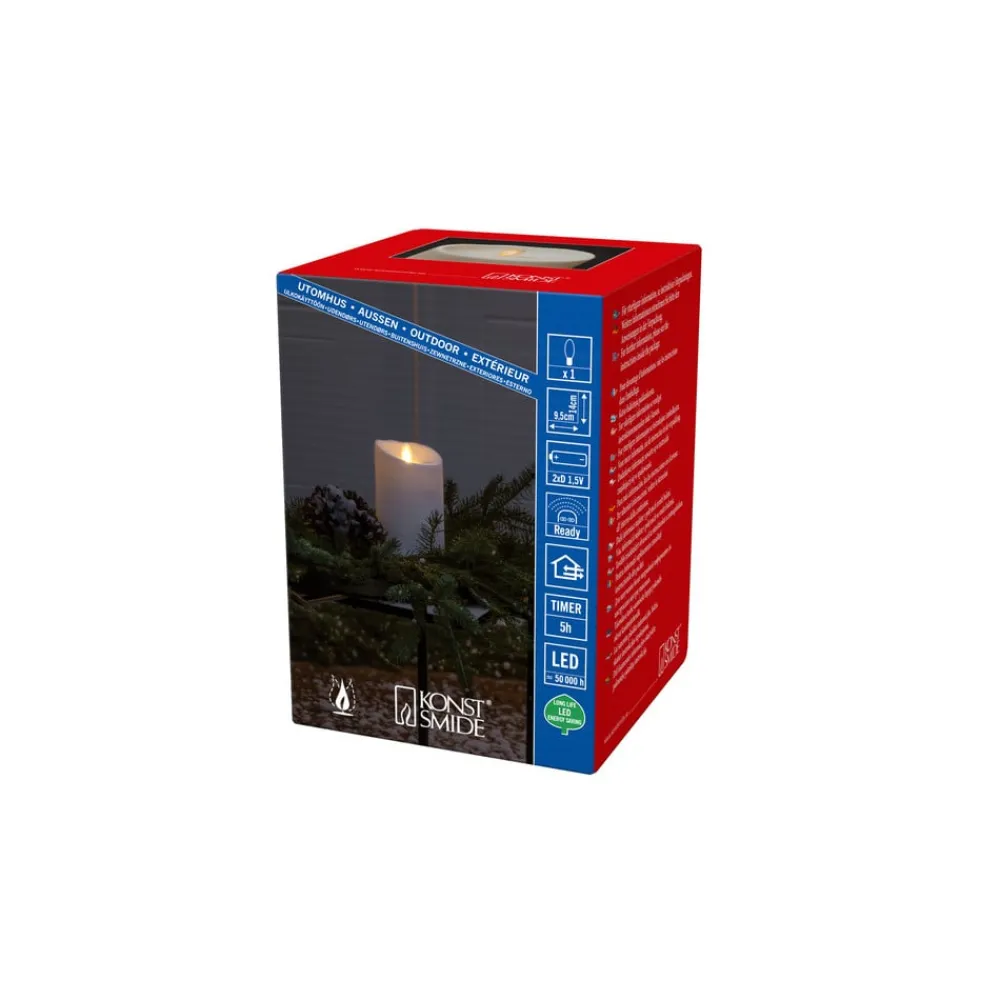 Konstsmide Christmas Julepynt|Led Stearinlys>LED stearinlys IP44 cremehvid smeltet højde 14 cm