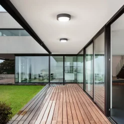 Fabas Luce Udendørs Loftlamper>LED udendørs loftlampe Owen, mørkegrå, metal, 23 cm, IP65