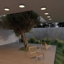 Maytoni LED udendørs loftlampe Zon, sort, Ø 22 cm, 3.000 K metal