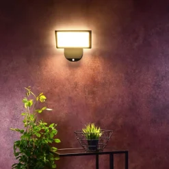 LED udendørs væglampe Alkes L med sensor, 30 cm^Deko-Light