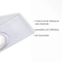 LED underskabslampe Theo, firkantet, sæt med 3 stk^JUST LIGHT. GmbH New