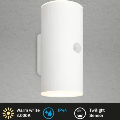 LED-akkudrevet udendørs væglampe, hvid, sensor, op/ned^Briloner New