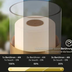 LED-batteri-bordlampe 7483 IP44 lysdæmper, guld^Briloner Best