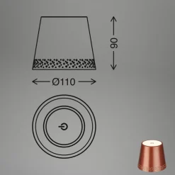 Briloner LED-batteri-flaskelys IP44 med lysdæmper, kobber