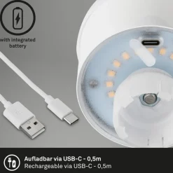 Briloner LED-batteri-flaskelys IP44 med lysdæmper, kobber