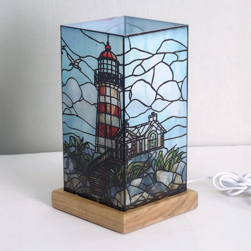 LED-bordlampe Art Light Leuchtturm, træfod, akryl, farverig^Wagner Life Hot