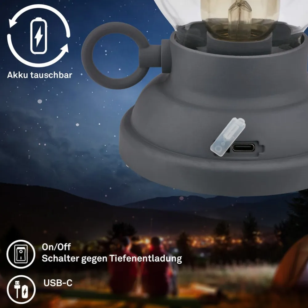 Briloner Dekorationsbelysning>LED-bordlampe Brilo unplugged Kanea, antracit, 18 cm