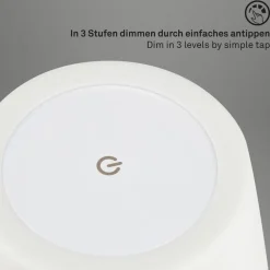 Briloner LED-bordlampe Campi, genopladeligt batteri, dæmpbar, hvid