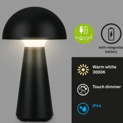 LED-bordlampe Fungo, genopladelig, sort^Briloner Sale