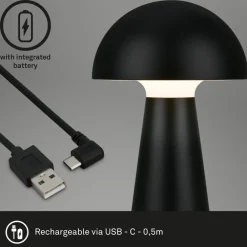 LED-bordlampe Fungo, genopladelig, sort^Briloner Sale