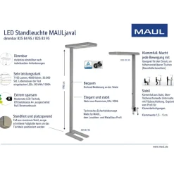 LED-bordlampe javal, sølv, 120 cm, dæmpbar, klemmefod^Maul Clearance