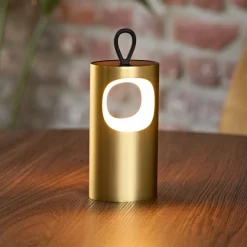 Sigor Dekorationsbelysning|Terrassebelysning>LED-bordlampe med batteri Lunari, guldfarvet 16 cm metal CCT IP44