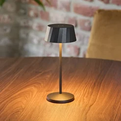 Sigor Dekorationsbelysning|Terrassebelysning>LED-bordlampe med batteri Facetta, 3-pak, sort, 22 cm, IP44