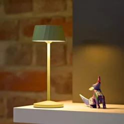 Sigor LED-bordlampe med batteri Facetta, grøn, højde 22 cm, metal, CCT