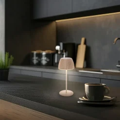 Briloner LED-bordlampe med batteri Brilo unplugged Riffle, 20 cm, beige