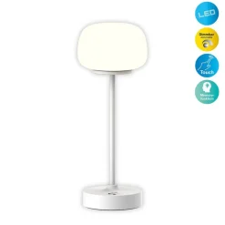 LED-bordlampe Pina hvid Højde 27,8 cm Metal/glas Touch^Näve Clearance