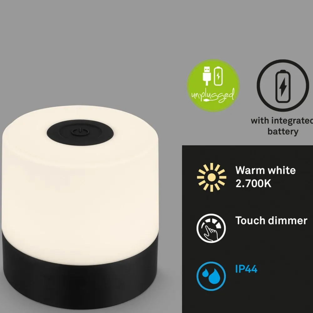 Briloner LED-bordlampe Smal, sort, 2.700K, dæmpbar