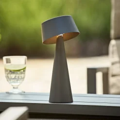 Sigor Solcellelamper>LED-bordlampe Solino, grafit, solcelle/USB, 26 cm IP44