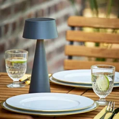 Sigor Solcellelamper>LED-bordlampe Solino, grafit, solcelle/USB, 26 cm IP44