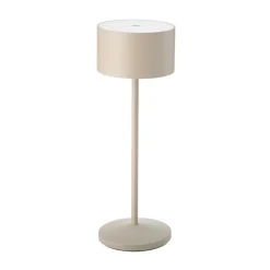 Sigor LED-bordlampe Veluna, beige, højde 25 cm, IP44, dæmpbar CCT