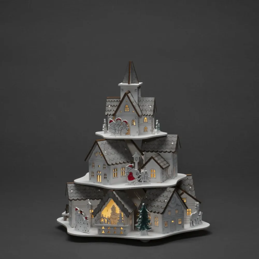 Konstsmide Christmas Dekorationsbelysning|Julepynt>LED-dekolampe træsilhuet huse, hvid