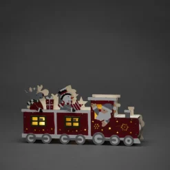 Konstsmide Christmas LED-dekolampe, træsilhuet tog, batteri, USB