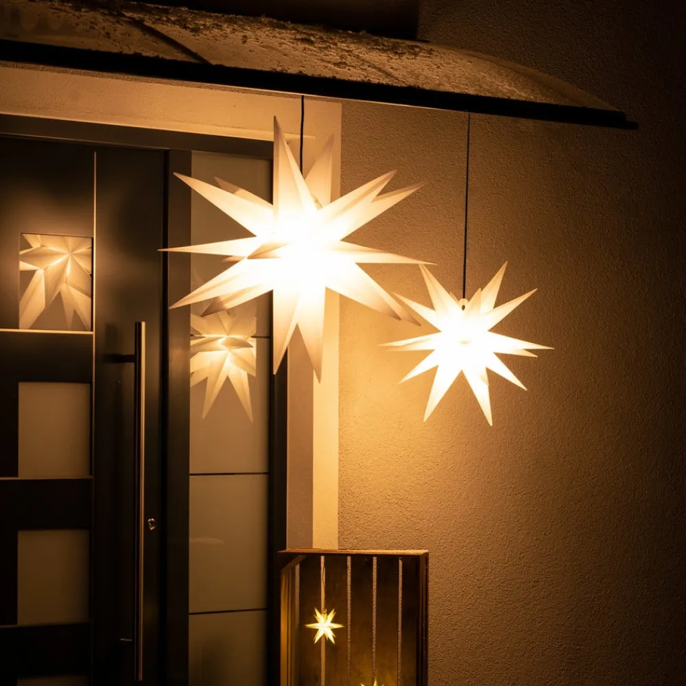 STERNTALER LED-dekostjerne, 18 takker, Ø 25 cm, hvid