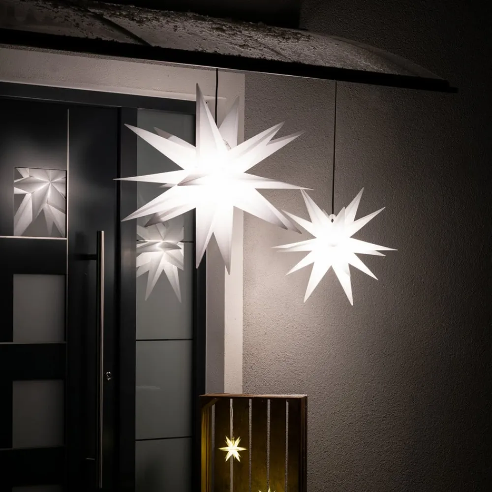 STERNTALER LED-dekostjerne, 18 takker, Ø 25 cm, hvid