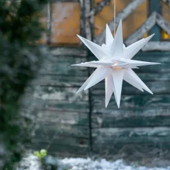 STERNTALER LED-dekostjerne, 18 takker, Ø 25 cm, hvid