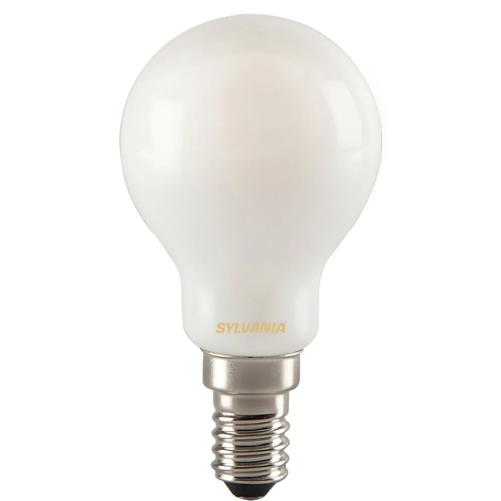 Sylvania Led Pærer>LED-dråbepære E14 ToLEDo RT Ball 4,5W 827 satin