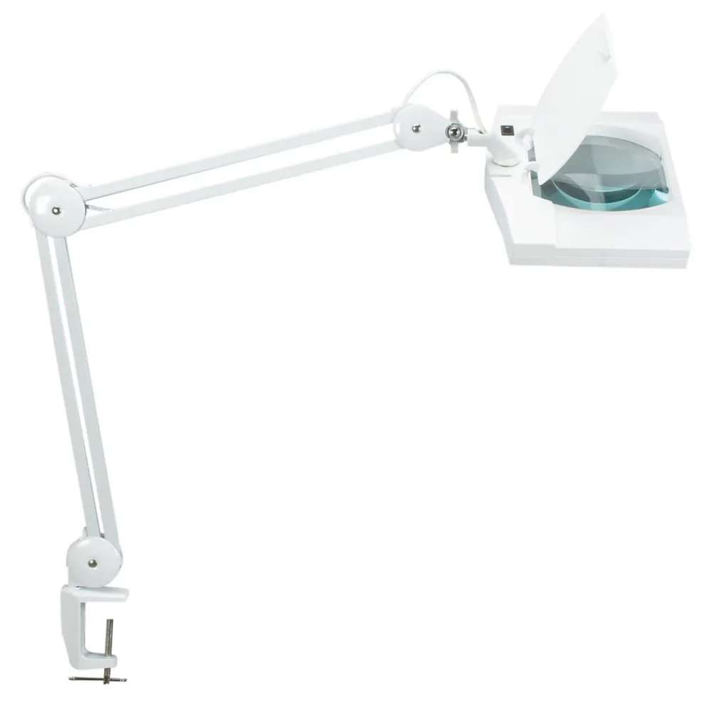 Maul Bordlamper>LED-forstørrelseslys vitrum, hvid, klemme, metal
