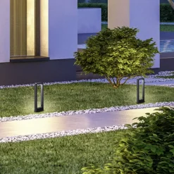 Trio Lighting LED-gadelampe RENO, antracit, højde 50 cm, metal, IP54